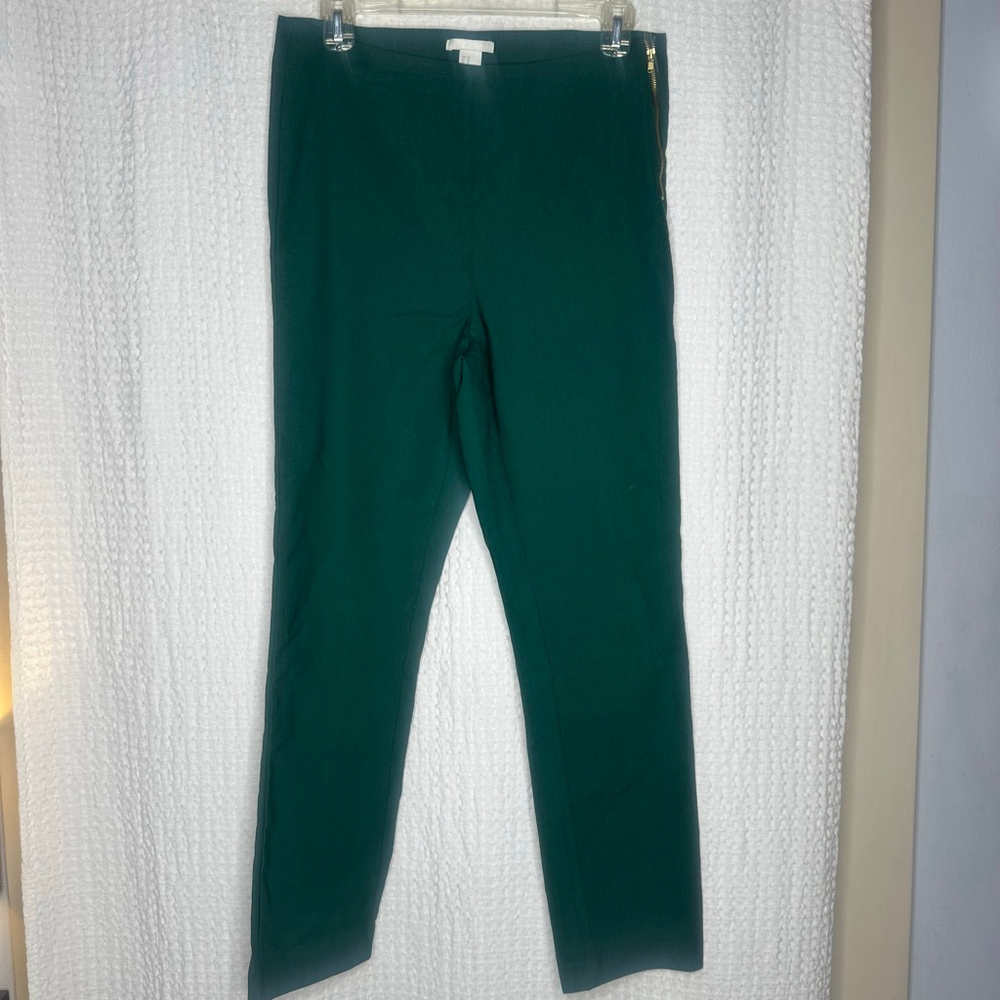 Women's H&M Green Leggings with Gold Zippers Size 12
